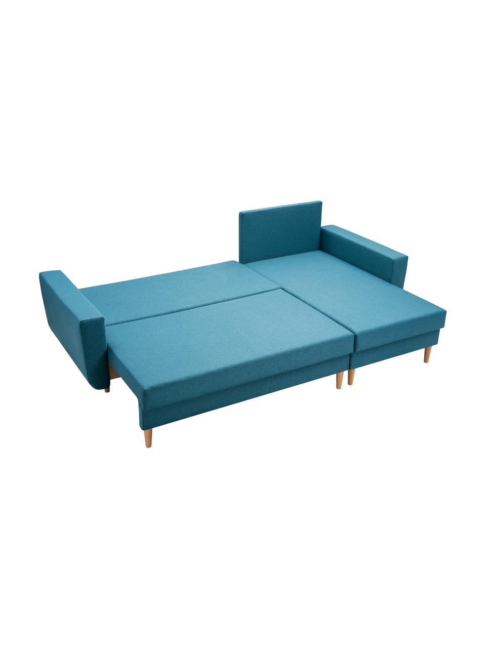 Rohová pohovka s funkcí spaní a úložným prostorem Neo, pravý/levý rohový díl, Tyrkysově modrá
