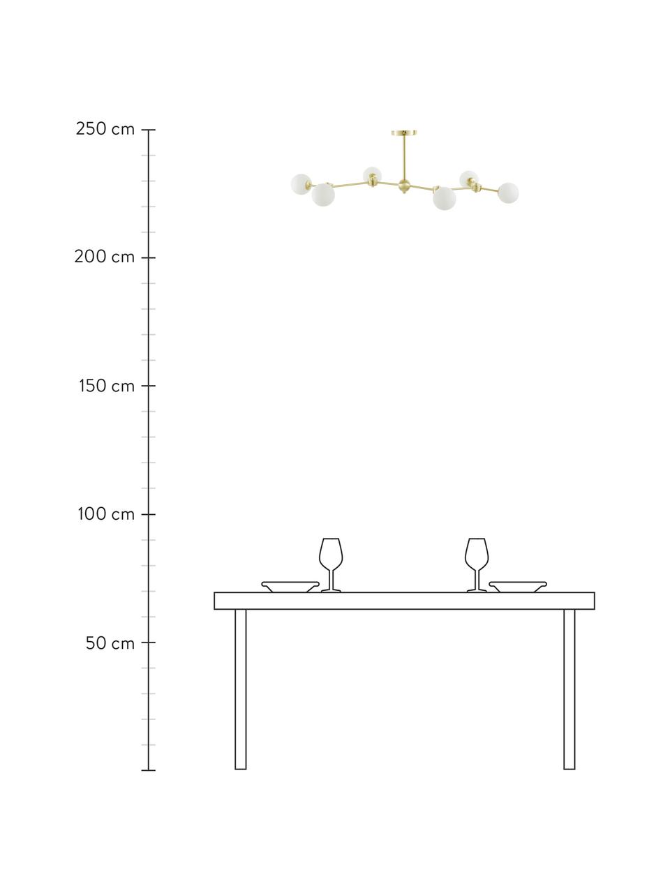 Lampada grande da soffitto Aurelia, Struttura: metallo ottonato, Baldacchino: metallo ottonato, Bianco, ottonato, Larg. 110 x Alt. 32 cm