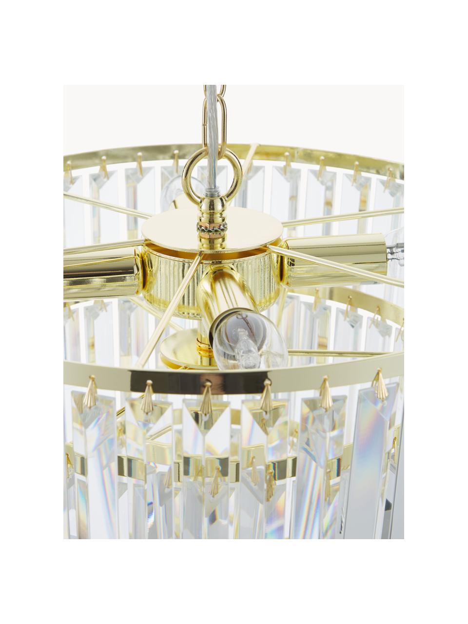 Kroonluchter Gracja, Lampenkap: glas, Transparant, goudkleurig, Ø 39 x H 42 cm