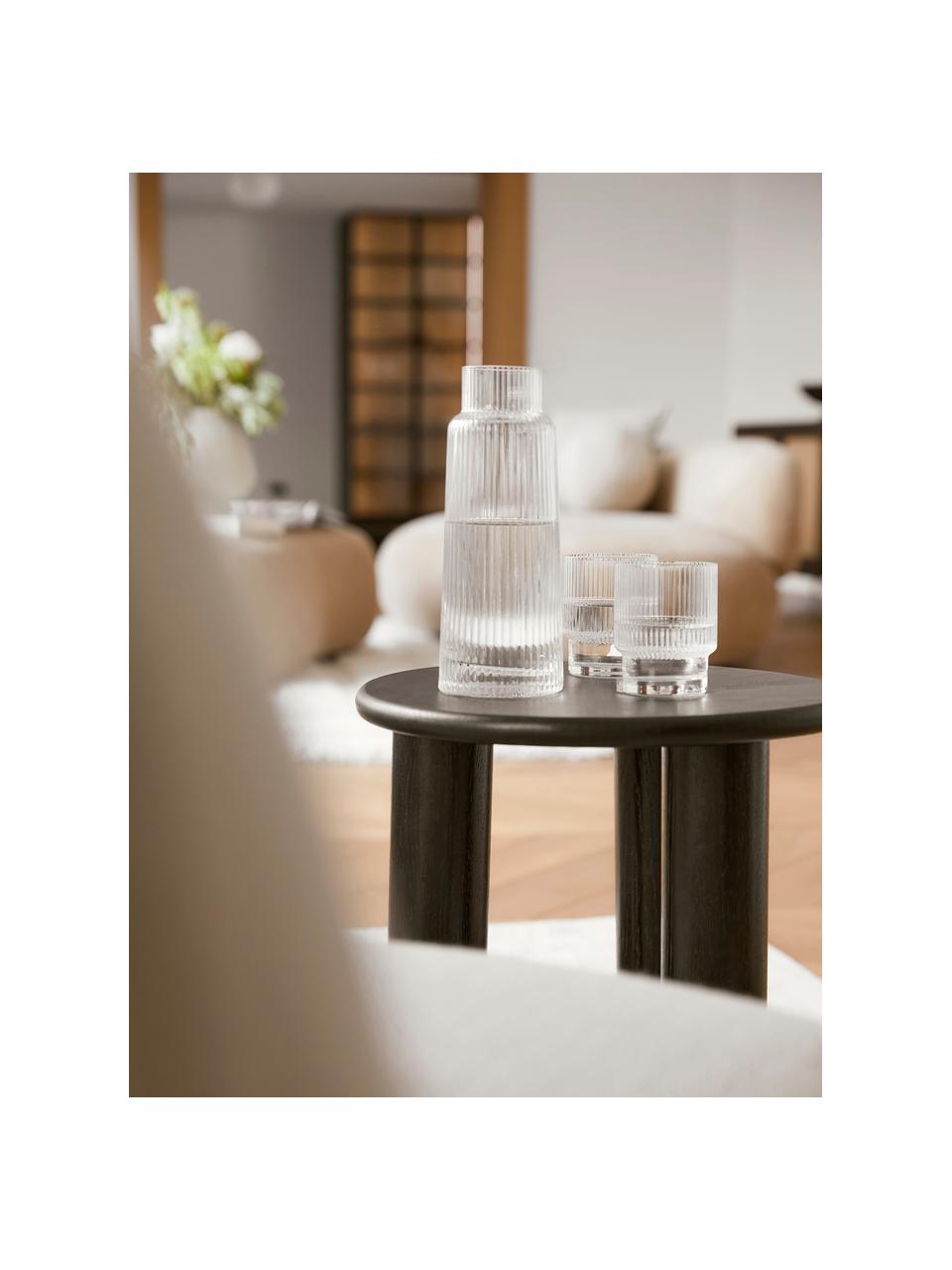 Bicchiere acqua fatto a mano con rilievo scanalato Minna, 4 pz, Vetro soffiato, Trasparente, Ø 8 x Alt. 10 cm, 300 ml