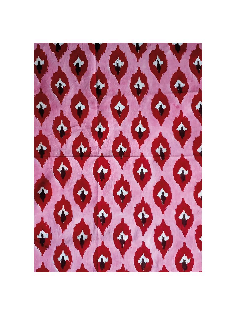 Mantel individual pintado a mano de algodón Atahan, 100% algodón, Rosa, rojo vino, negro, blanco, De 4 a 6 comensales (An 150 x L 250 cm)