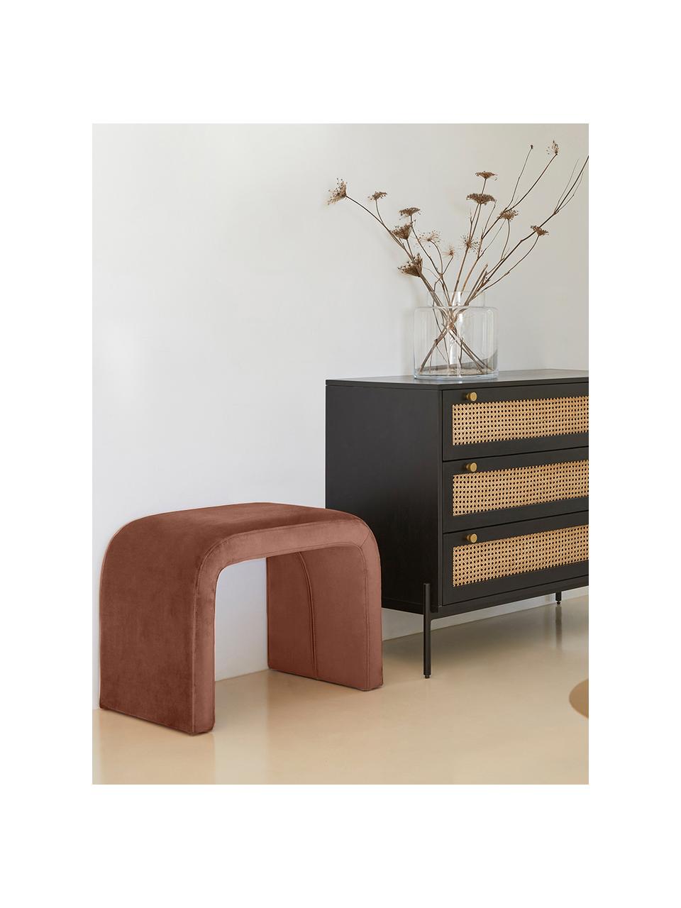 Samt-Hocker Penelope, Bezug: Samt (100% Polyester) Der, Gestell: Metall, Sperrholz, Samt Braun, B 61 x H 46 cm
