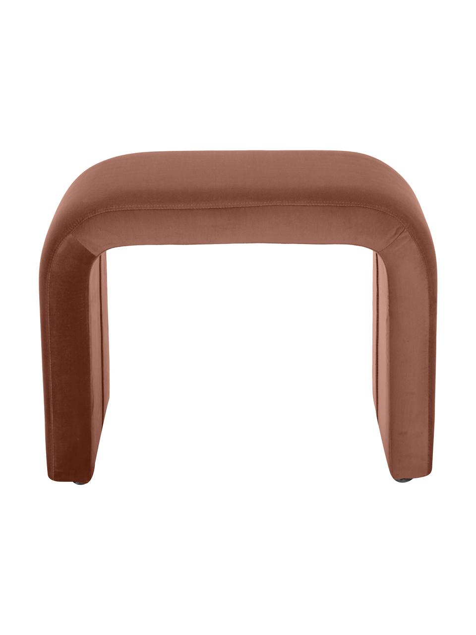 Sgabello in velluto Penelope, Rivestimento: velluto (100% poliestere), Struttura: metallo compensato, Velluto marrone, Larg. 61 x Alt. 46 cm