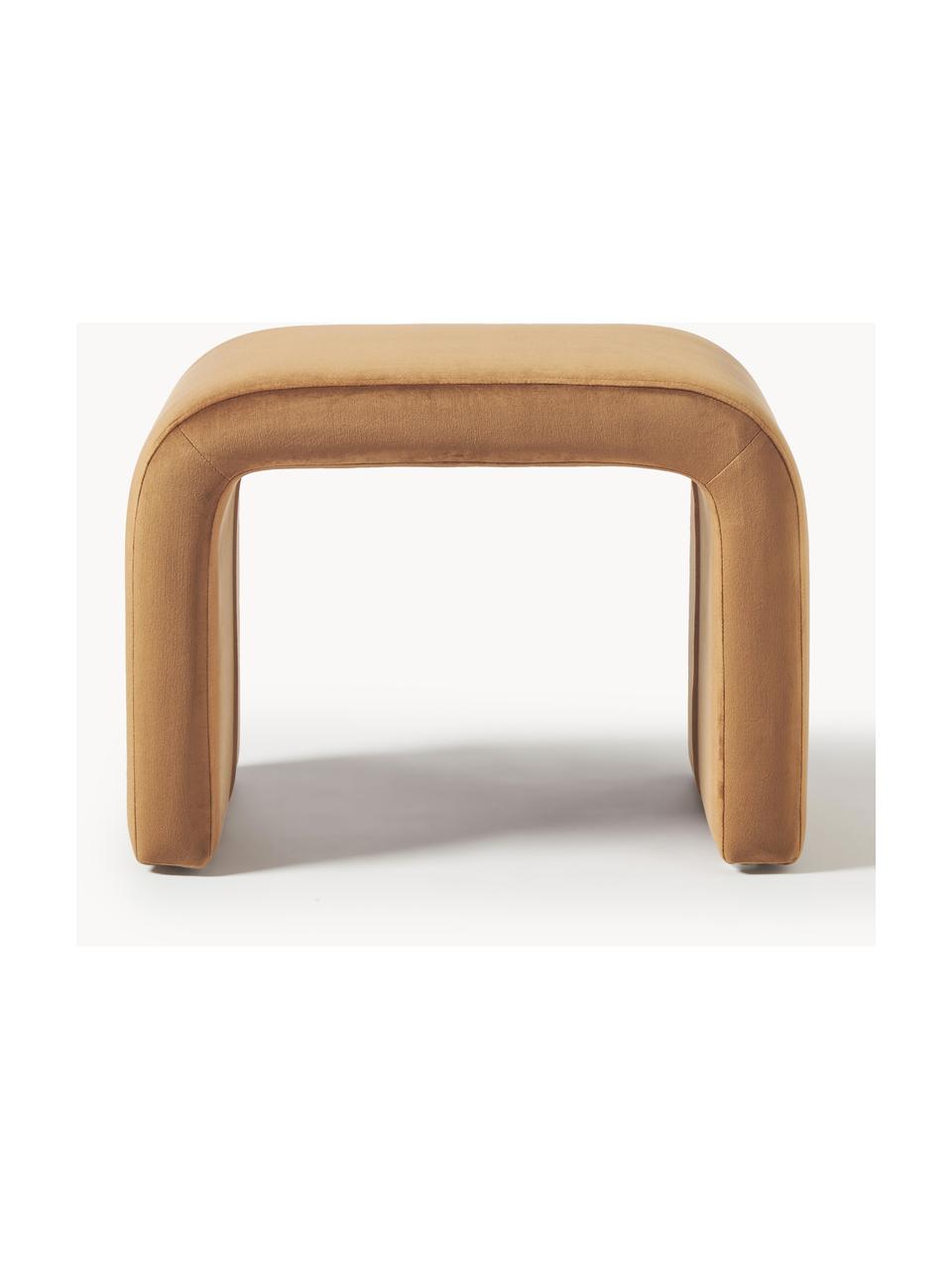 Tabouret en velours Penelope, Velours nougat, larg. 61 x haut. 46 cm