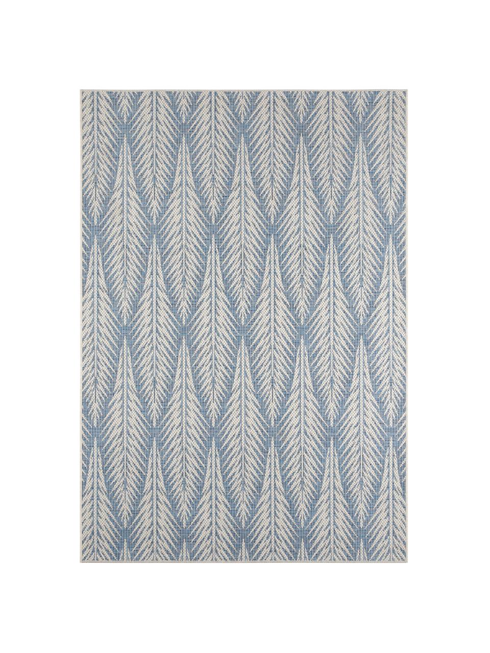 Design in- en outdoor vloerkleed Pella met grafisch patroon, 100% polypropyleen, Blauw, beige, B 200 x L 290 cm (maat L)