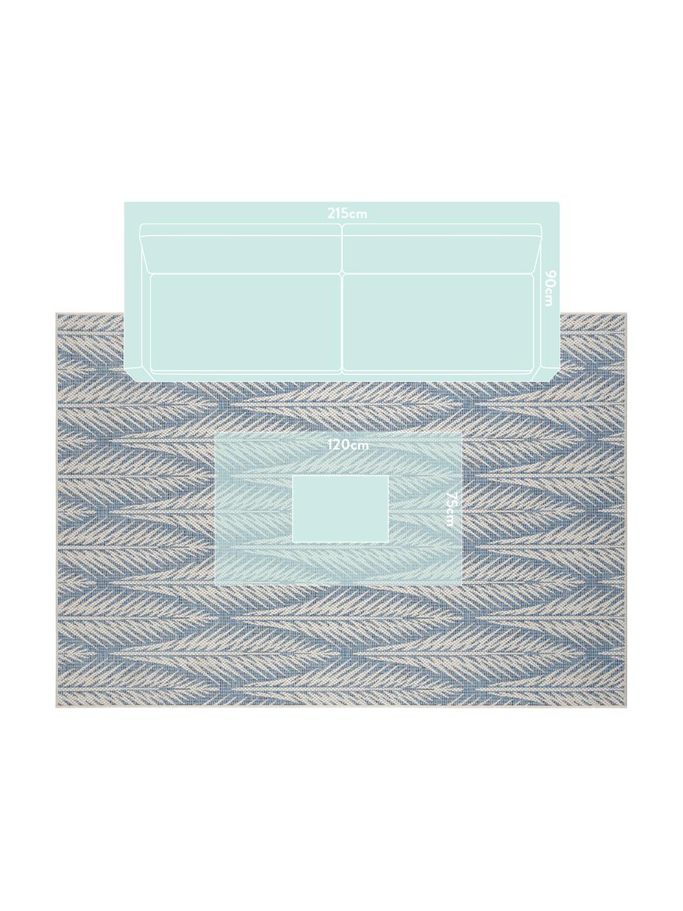 Design in- en outdoor vloerkleed Pella met grafisch patroon, 100% polypropyleen, Blauw, beige, B 200 x L 290 cm (maat L)