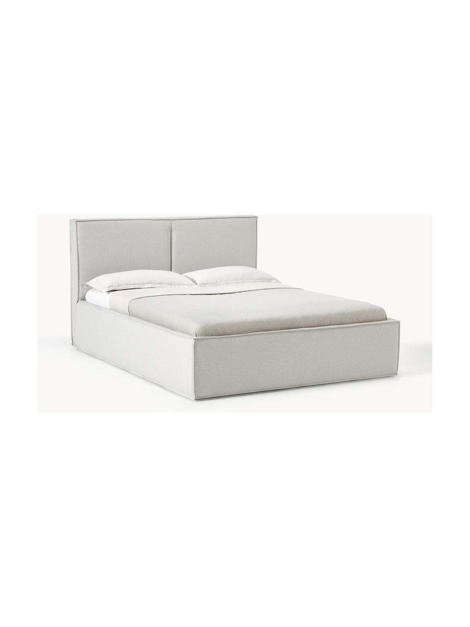 Cama tapizada Dream, con espacio de almacenamiento, Tapizado: poliéster (texturizado) A, Estructura: madera de pino maciza con, Tejido beige claro, An 140 x L 200 cm