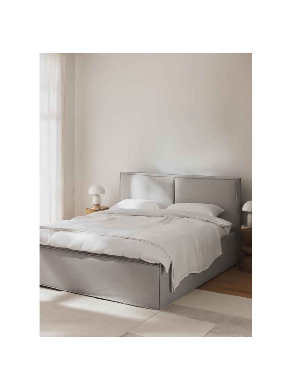 Cama tapizada Dream, con espacio de almacenamiento, Tapizado: poliéster (texturizado) A, Estructura: madera de pino maciza con, Tejido beige claro, An 140 x L 200 cm