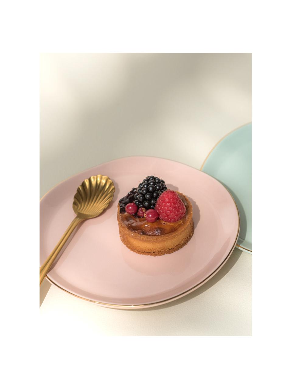Broodbord Good Morning, Keramiek, Roze met goudkleurige rand, Ø 17 cm