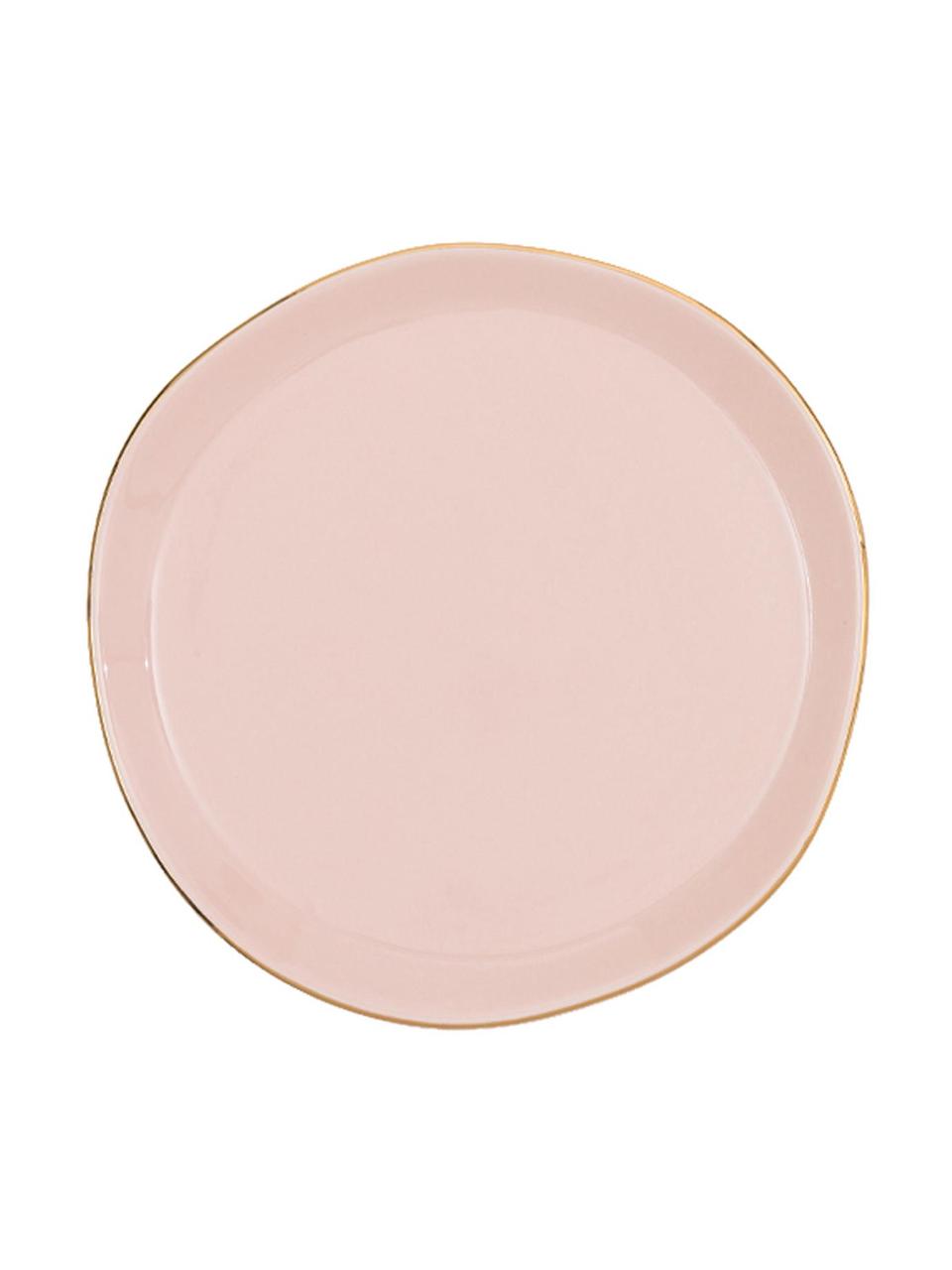 Brotteller Good Morning, Steingut, Rosa mit Goldrand, Ø 17 cm