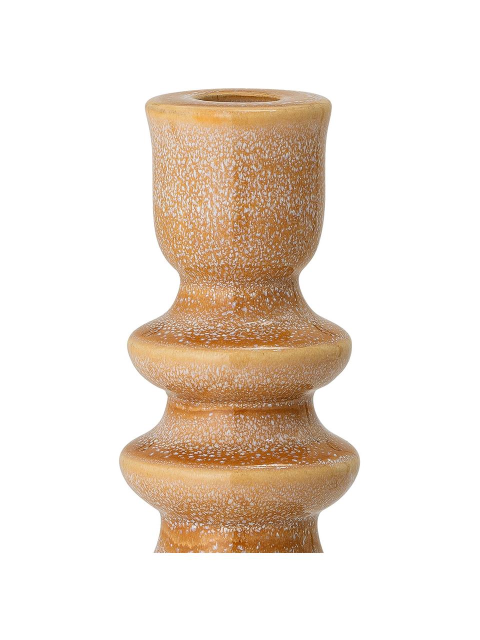 Ręcznie wykonany świecznik Emie, Kamionka, Pomarańczowy, żółty, Ø 8 x W 19 cm