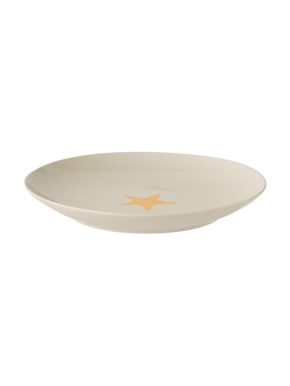 Plytký tanier so zlatou hviezdou Star, Keramika, Lomená biela, odtiene zlatej, Ø 25 cm