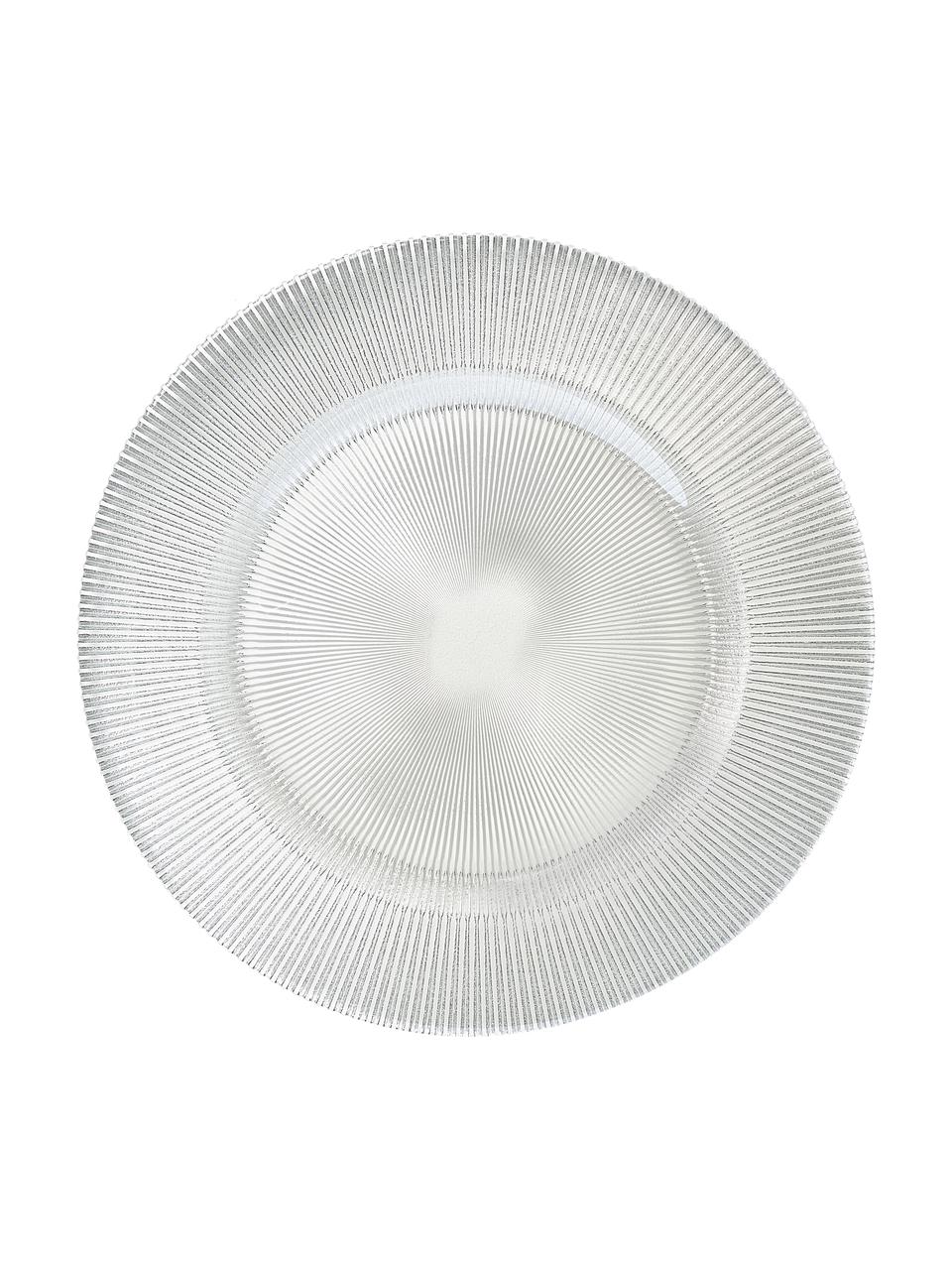 Skleněné podtalíře s reliéfním vzorem Luce, 6 ks, Sklo, Transparentní, Ø 34 cm, V 2 cm