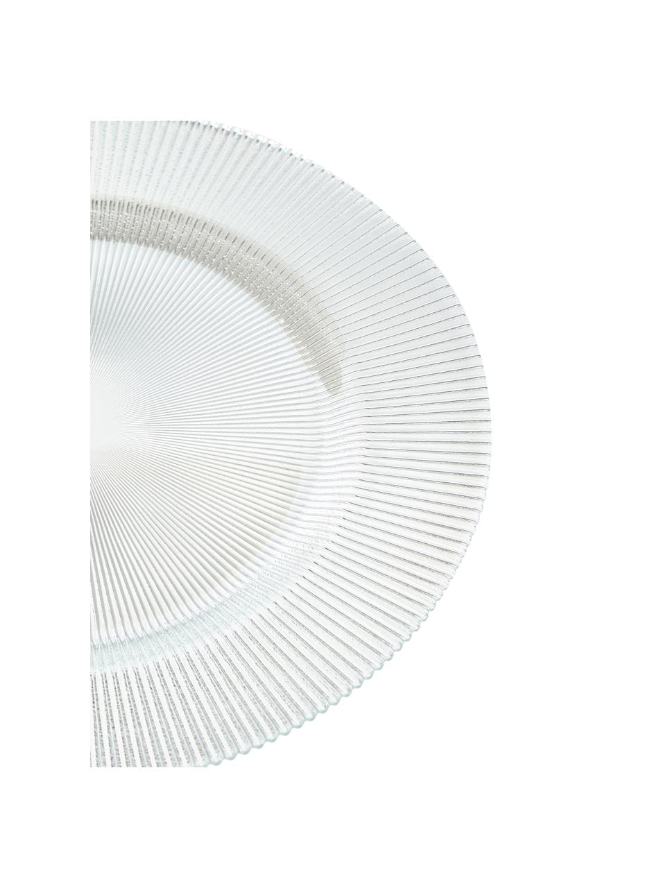 Sottopiatto in vetro con rilievo rigato Luce 6 pz, Vetro, Trasparente, Ø 34 x Alt. 2 cm