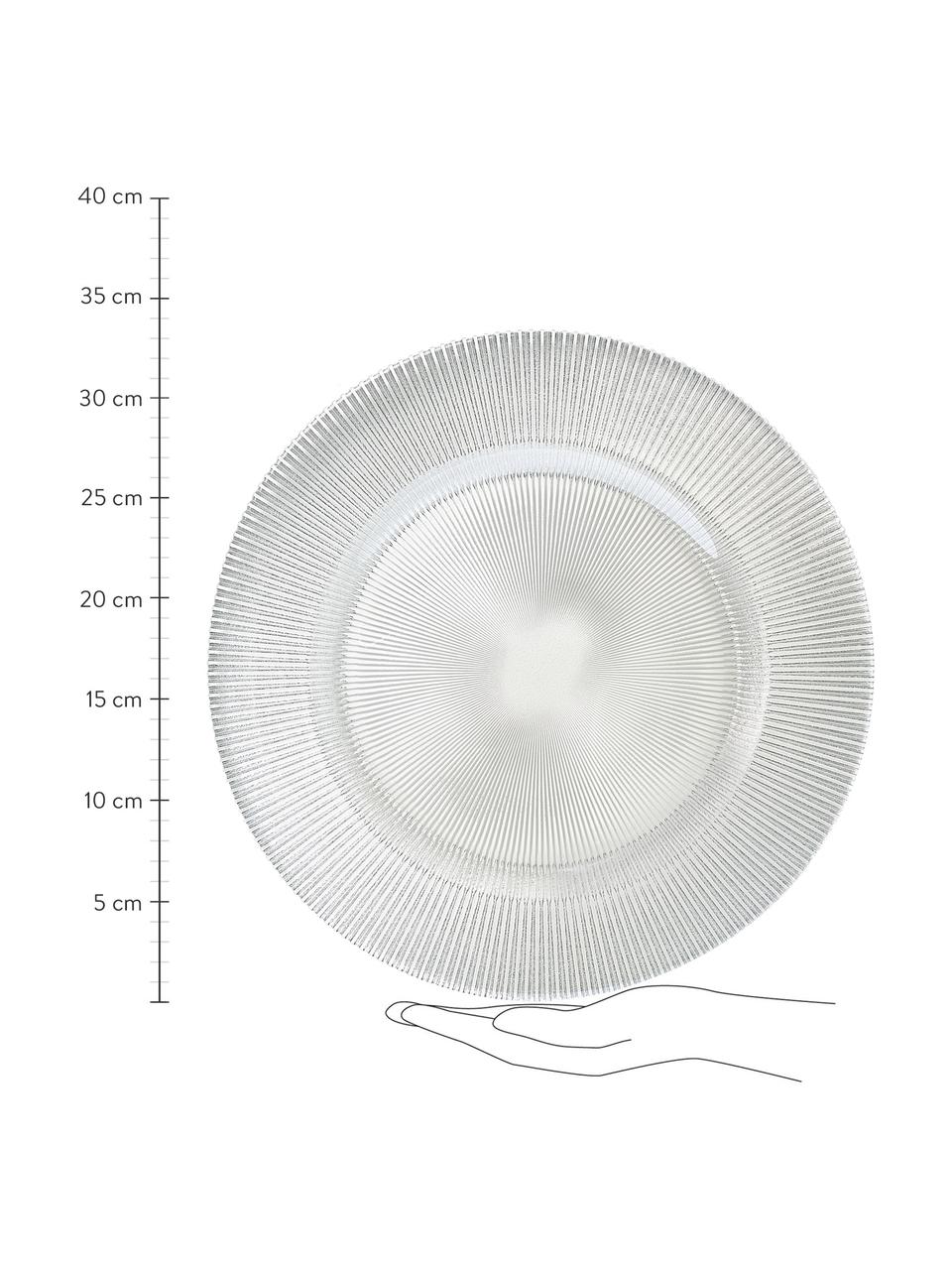 Skleněné podtalíře s reliéfním vzorem Luce, 6 ks, Sklo, Transparentní, Ø 34 cm, V 2 cm