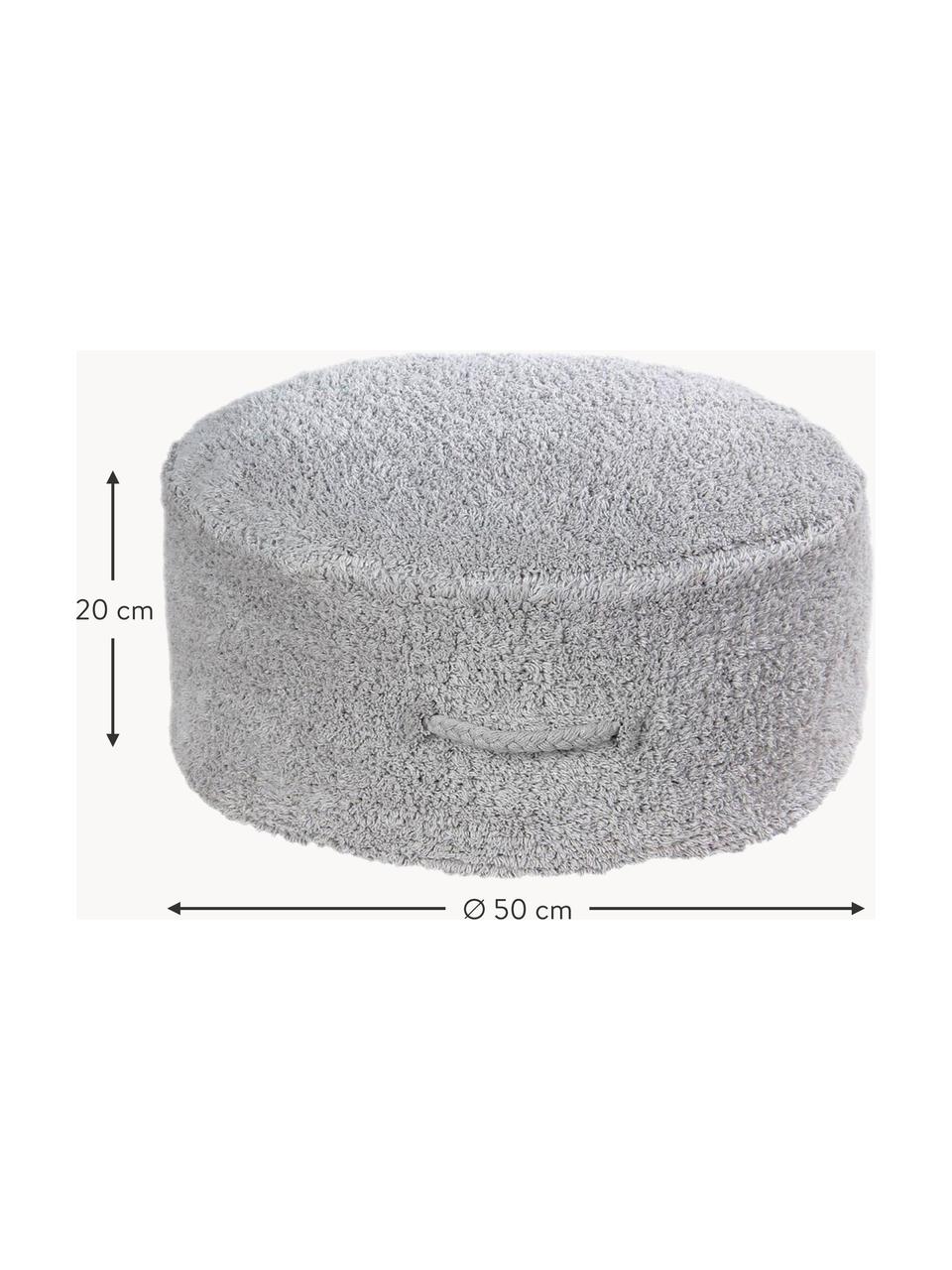 Handgefertigter Kinder-Pouf Chill, Bezug: 97 % Baumwolle, 3 % Kunst, Hellgrau, Ø 50 x H 20 cm