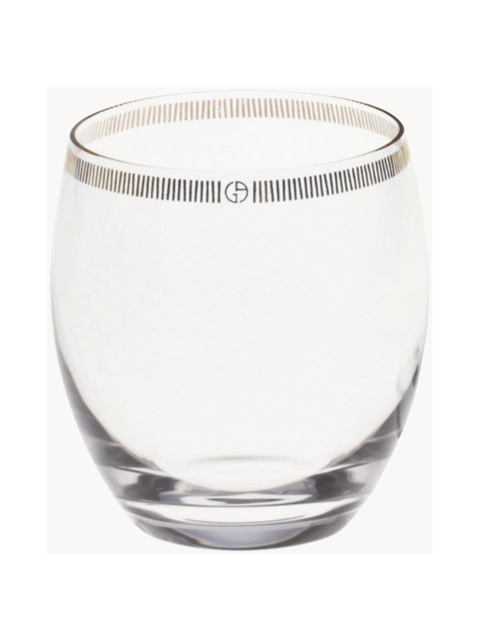 Vasos de agua de cristal con adorno dorado Dvorak, 6 uds., Transparente, oro, Ø 8 x Al 9 cm