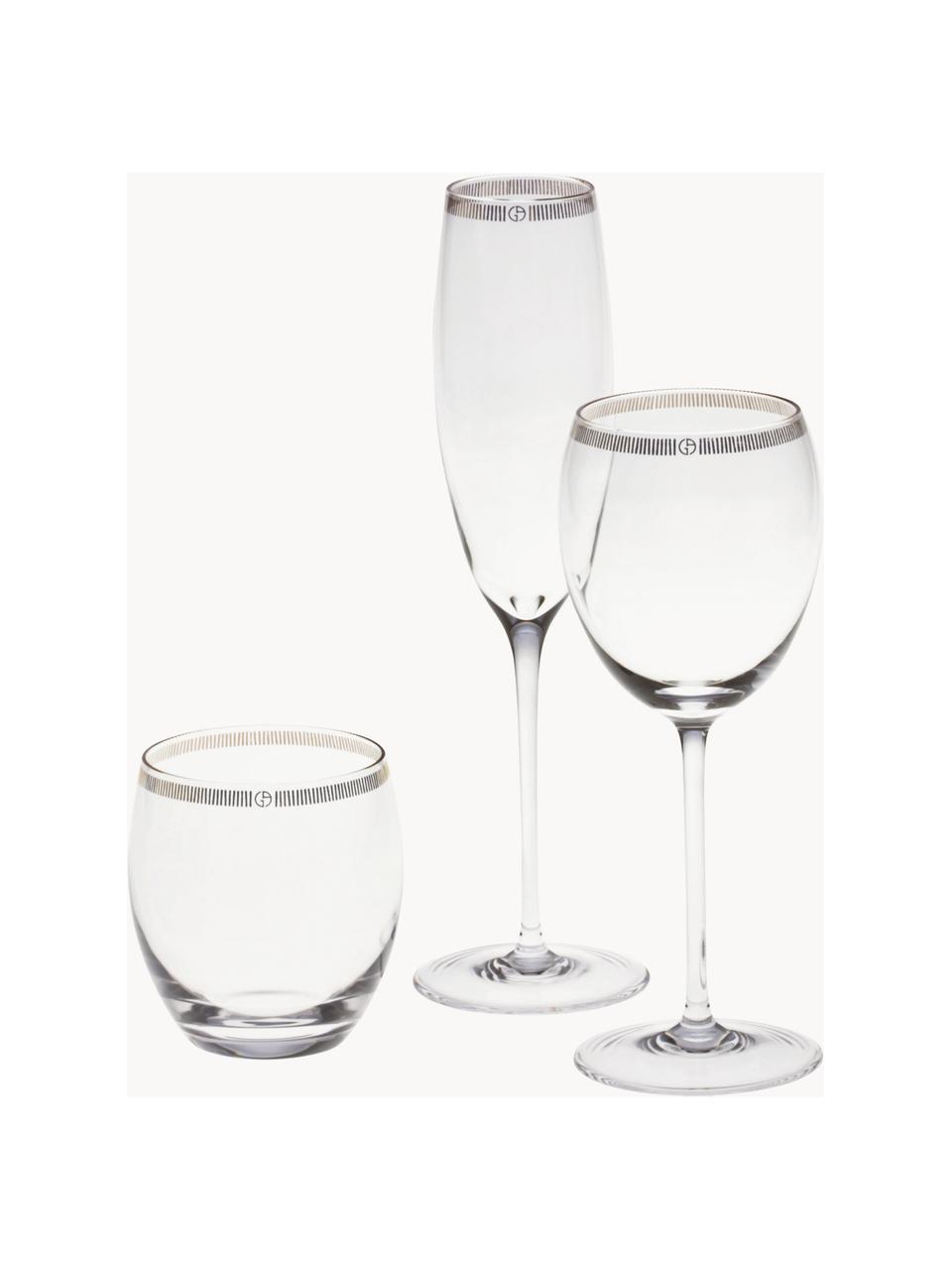 Vasos de agua de cristal con adorno dorado Dvorak, 6 uds., Transparente, oro, Ø 8 x Al 9 cm