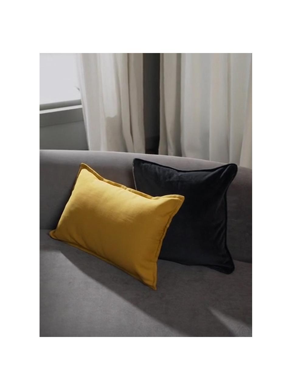 Housse de coussin en coton jaune Mads, 100 % coton, Jaune moutarde, larg. 30 x long. 50 cm