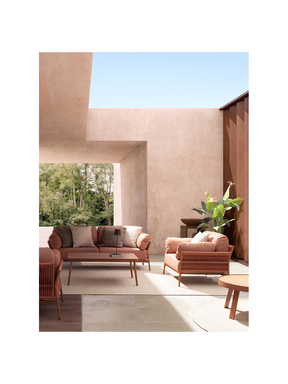 Sofa ogrodowa Sierra (2-osobowa), Tapicerka: 100% polipropylen, Stelaż: aluminium malowane proszk, Tkanina w odcieniu terakoty, S 183 x G 80 cm