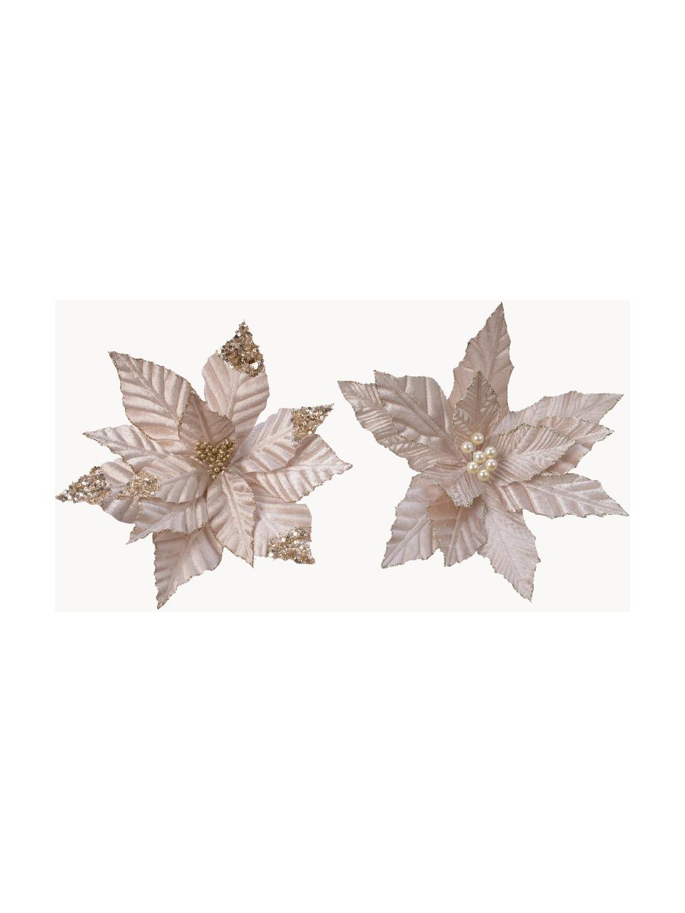 Baumanhänger Poinsettia, 2er-Set, Polyester, Rosa, Ø 30 x H 4 cm