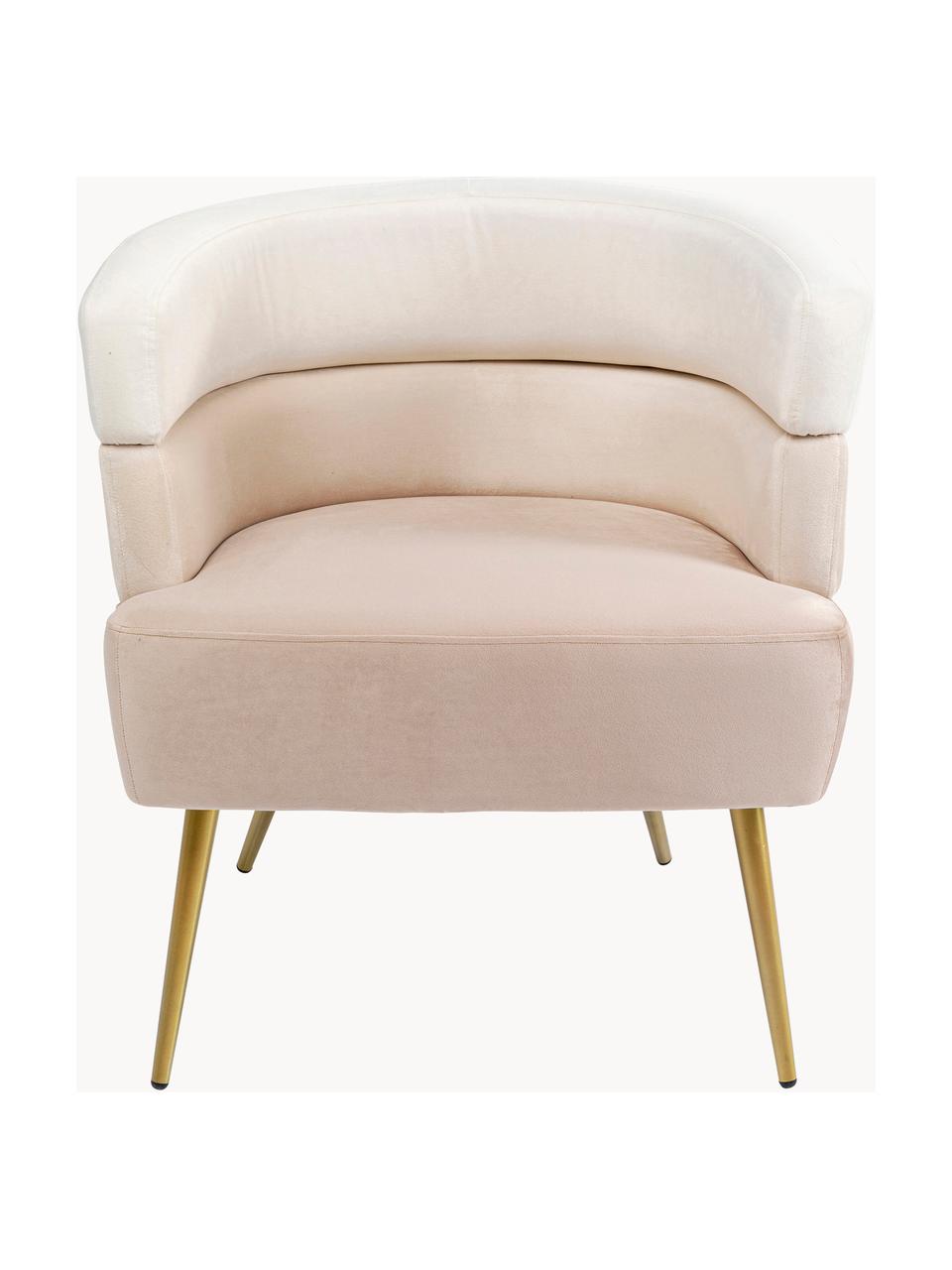 Fluwelen fauteuil Sandwich in retro-design, Bekleding: polyester fluweel, Poten: gecoat metaal, Fluweel beigetinten, goudkleurig, B 65 x H 64 cm