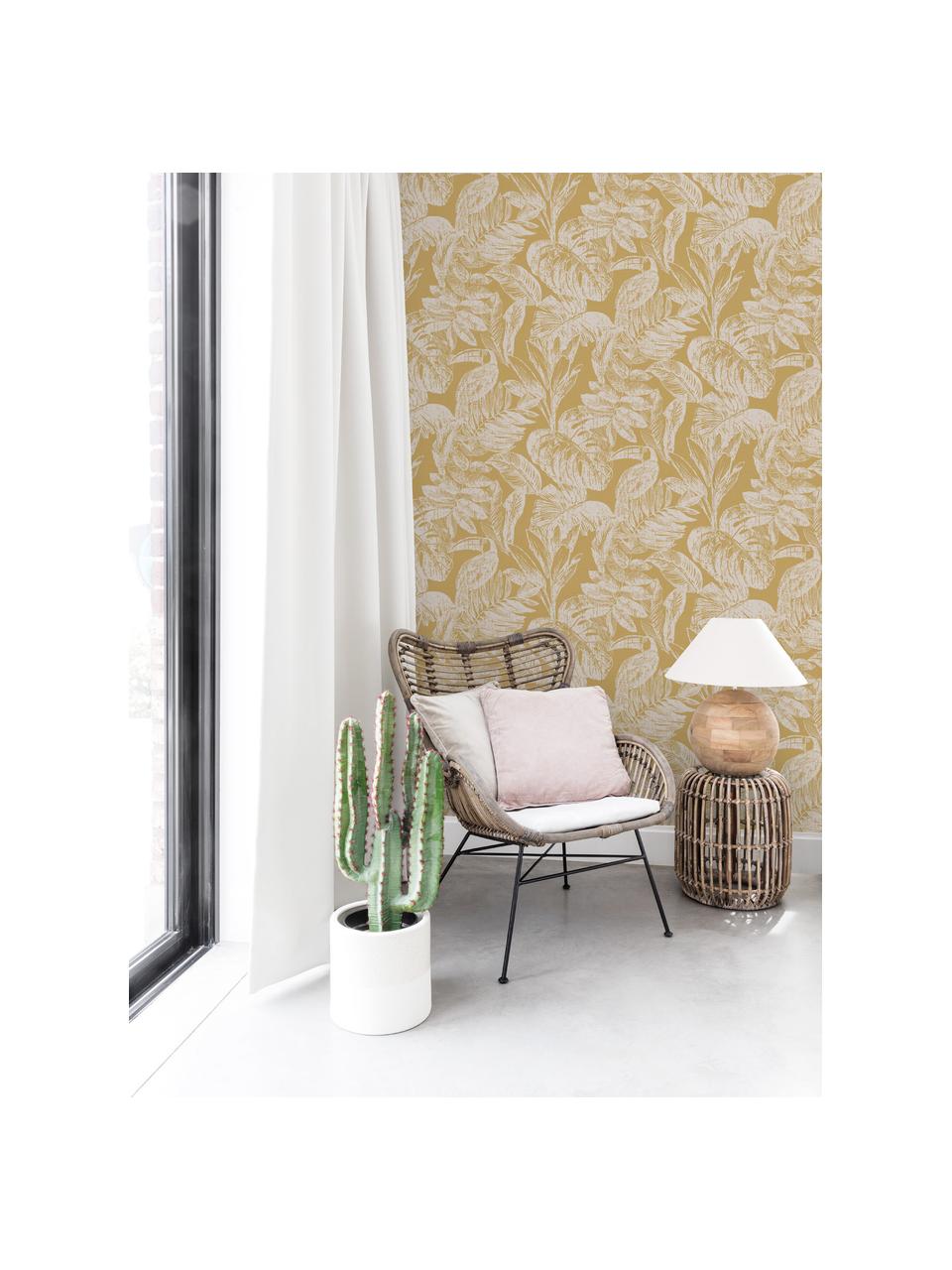 Behang Rebecca, Geel, beige, 53 x 1005 cm