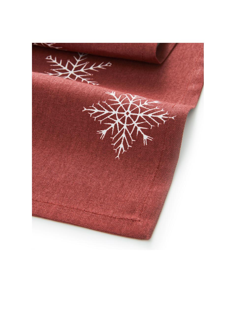 Tafelloper Snow met stermotieven, 100% katoen, afkomstig van duurzame katoenteelt, Rood, wit, B 40 x L 140 cm