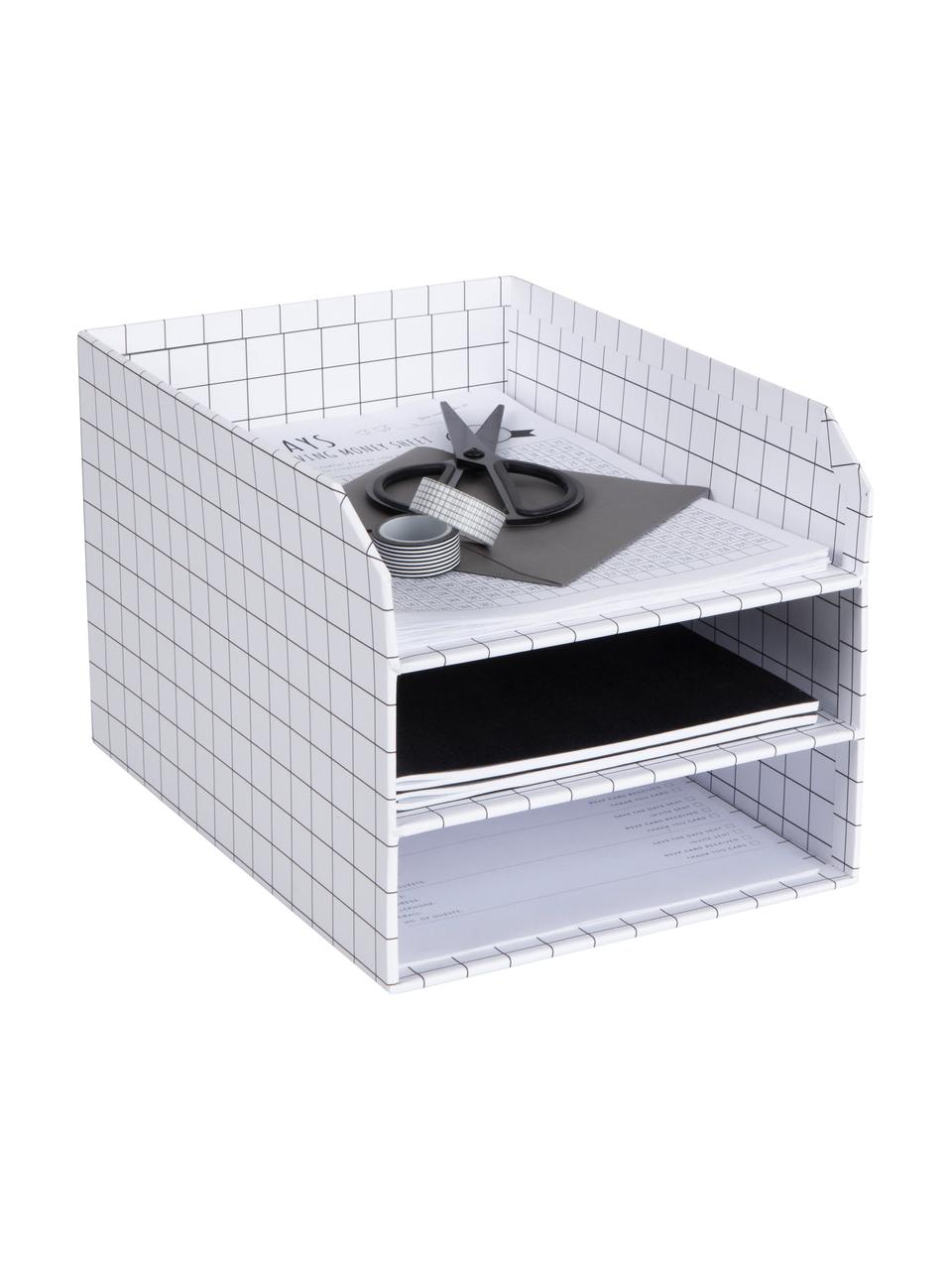 Documentenhouder Trey, Massief, gelamineerd karton
(100% gerecycled papier), Wit, zwart, B 23 cm x H 21 cm