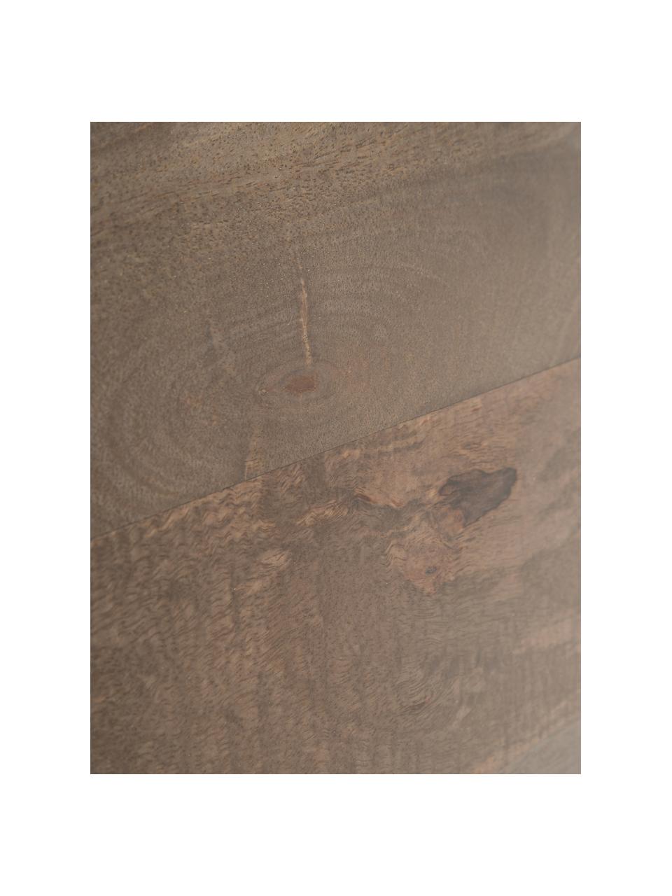 Runder Couchtisch Bowl aus Mangoholz, Tischplatte: Mangoholz, lackiert, Beine: Stahl, pulverbeschichtet, Mangoholz, dunkel lackiert, Ø 75 x H 38 cm