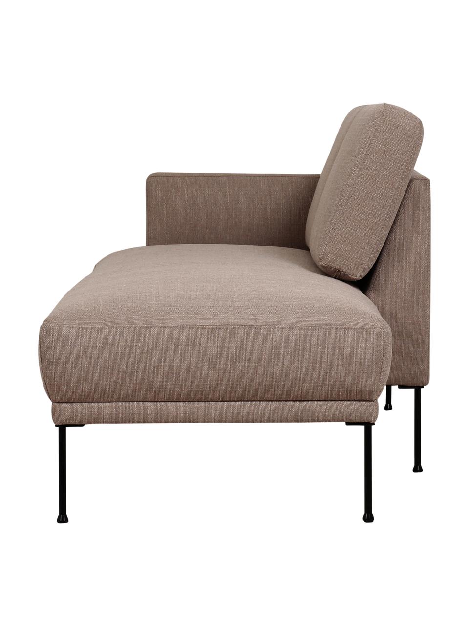 Ottomane Fluente mit Metall-Füßen, Bezug: 100% Polyester Der hochwe, Gestell: Massives Kiefernholz, FSC, Füße: Metall, pulverbeschichtet, Webstoff Taupe, B 202 x T 85 cm, Rückenlehne links