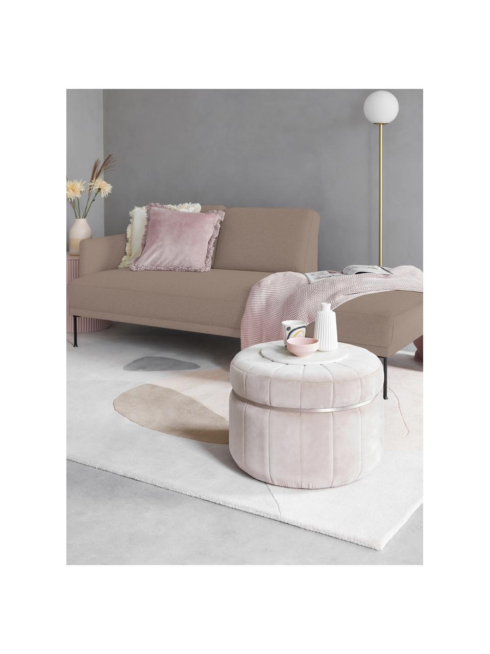 Ottomane Fluente mit Metall-Füßen, Bezug: 100% Polyester Der hochwe, Gestell: Massives Kiefernholz, FSC, Füße: Metall, pulverbeschichtet, Webstoff Taupe, B 202 x T 85 cm, Rückenlehne links