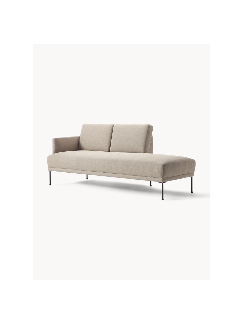 Chaise longue Fluente, Bekleding: 100% polyester. Met 35.00, Frame: massief grenenhout, Poten: gepoedercoat metaal Dit p, Geweven stof taupe, B 202 x D 85 cm, rugleuning links