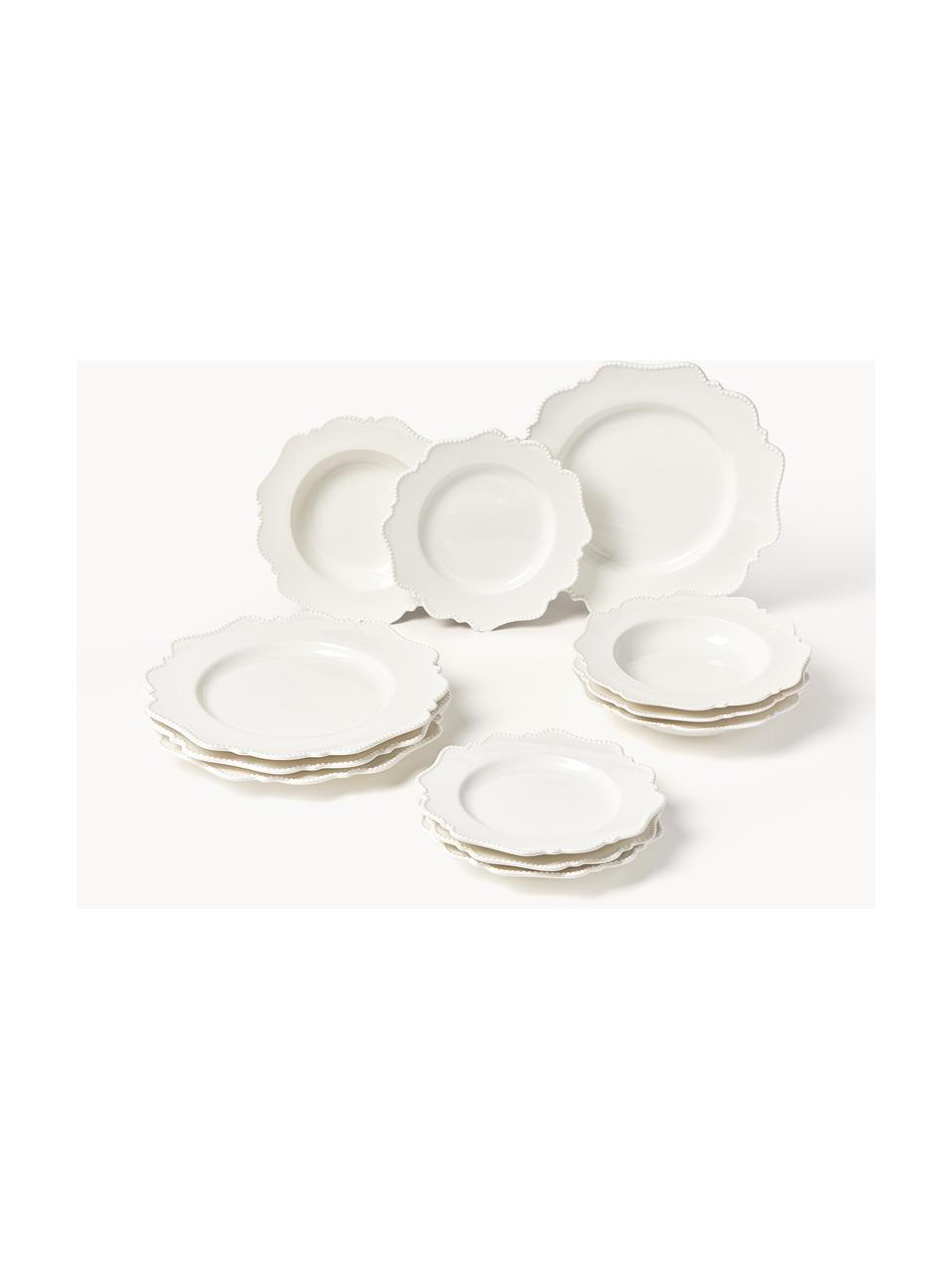 Vajilla de porcelana Grace, 4 personas (12 pzas.), Porcelana, Blanco, 4 comensales (12 pzas.)