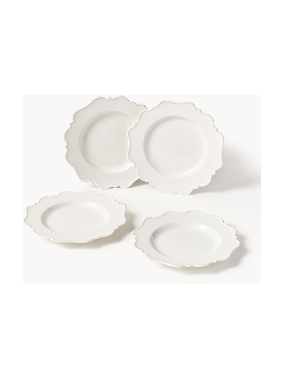 Komplet naczyń z porcelany Grace, dla 4 osób (12 elem.), Porcelana, Biały, dla 4 osób (12 elem.)