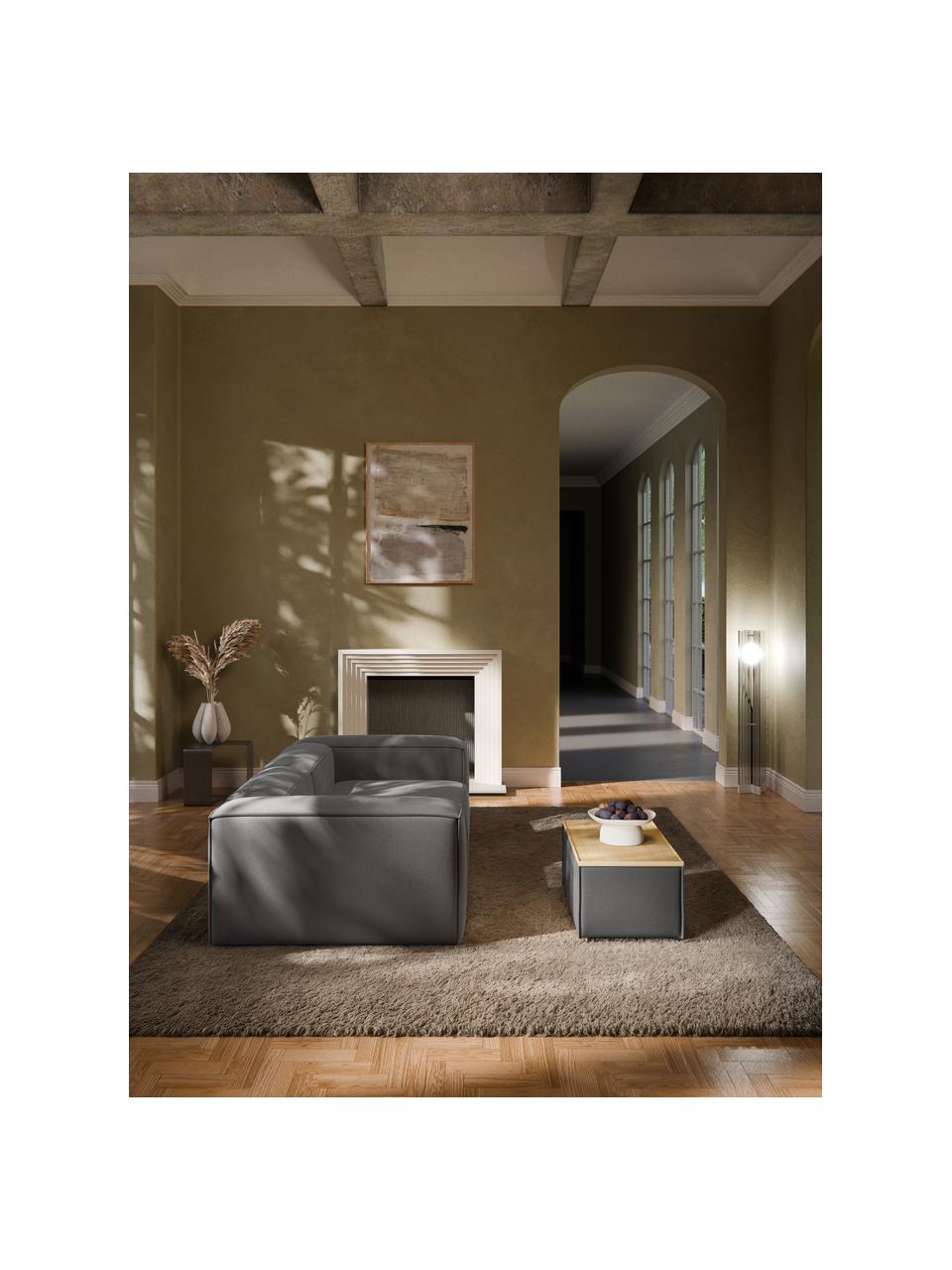 Sofa-Hocker Lennon mit Stauraum, Bezug: 100 % Polyester Der strap, Tablett: Eichenholz, Spannplatte m, Gestell: Spanplatte, mitteldichte , Webstoff Anthrazit, helles Eichenholz, B 88 x T 50 cm