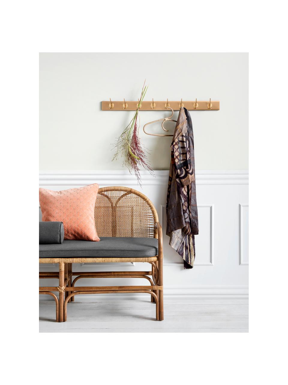 XL-Garderobenleiste Aoife mit 8 Haken, Leiste: Mitteldichte Holzfaserpla, Haken: Messing, Braun, B 90 cm