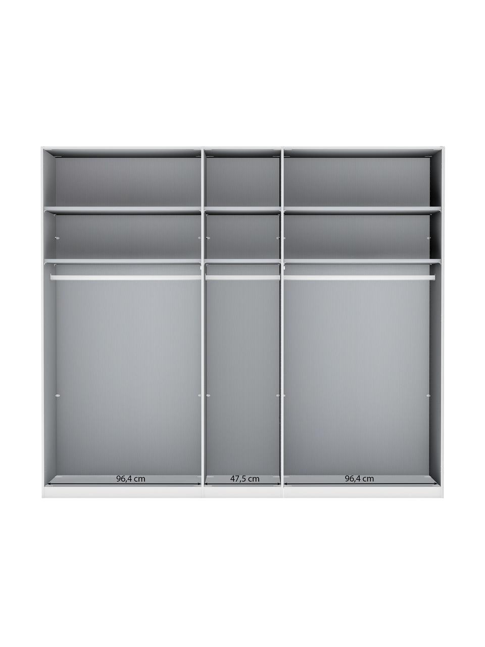Drehtürenschrank Monaco, 5-türig, Korpus: Holzwerkstoff, foliert, Griffe: Metall, beschichtet, Hellbeige, B 246 x H 216 cm