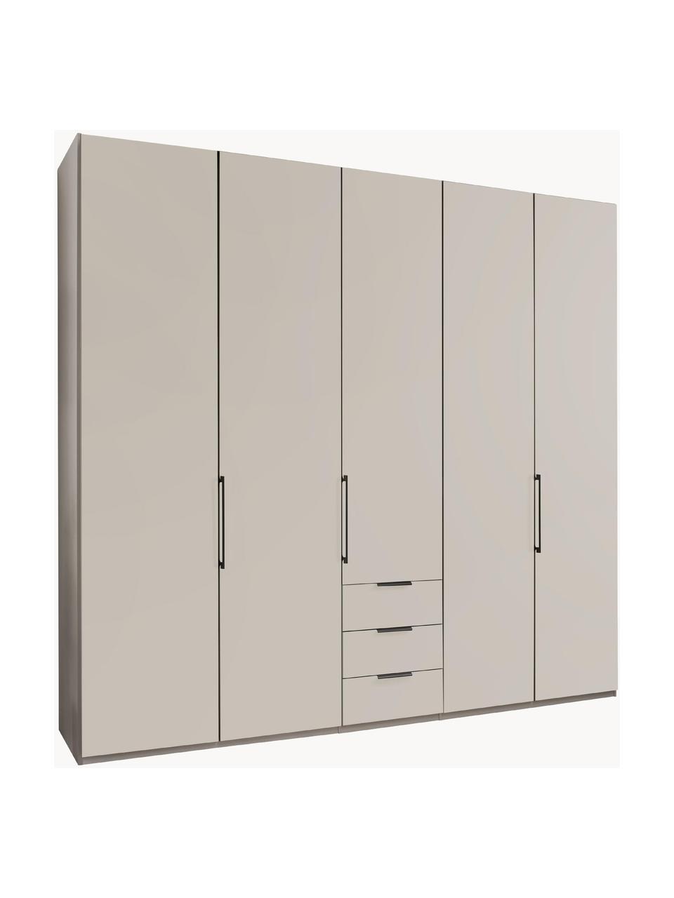 Drehtürenschrank Monaco, 5-türig, Korpus: Holzwerkstoff, foliert, Griffe: Metall, beschichtet, Beige, B 246 x H 216 cm