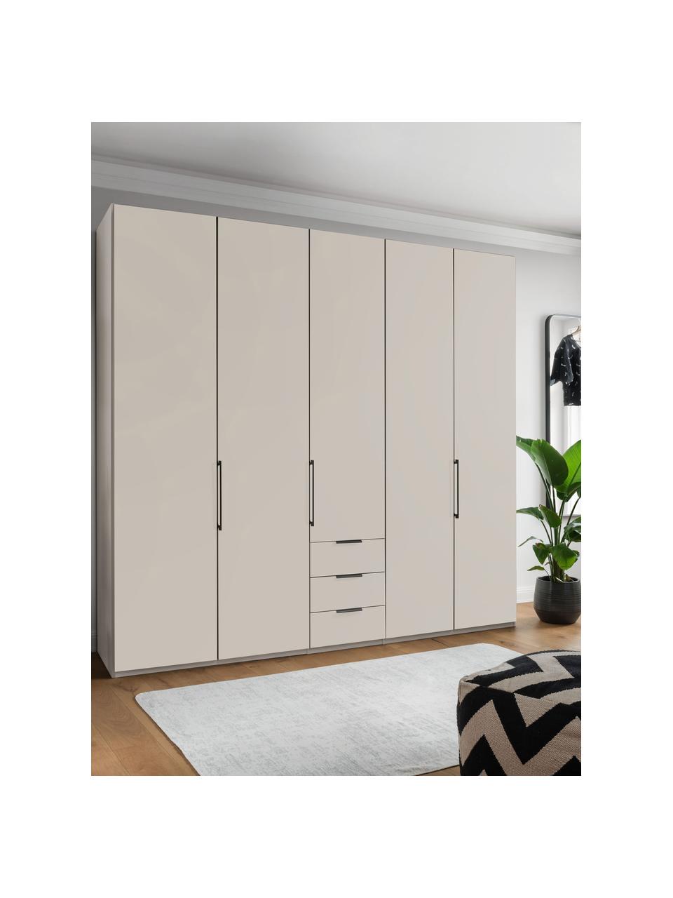 Drehtürenschrank Monaco, 5-türig, Korpus: Holzwerkstoff, foliert, Griffe: Metall, beschichtet, Beige, B 246 x H 216 cm