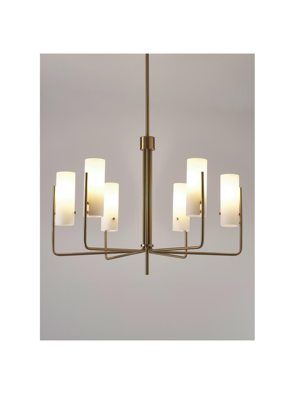 Lámpara de techo grande Vivian, Pantalla: vidrio, Estructura: metal recubierto, Anclaje: metal recubierto, Dorado, Ø 65 x Al 88 cm
