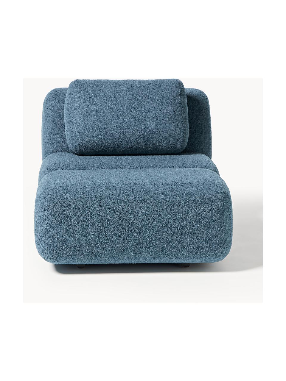 Fauteuil en bouclette Caterpillar, Peluche gris-bleu, larg. 82 x prof. 118 cm