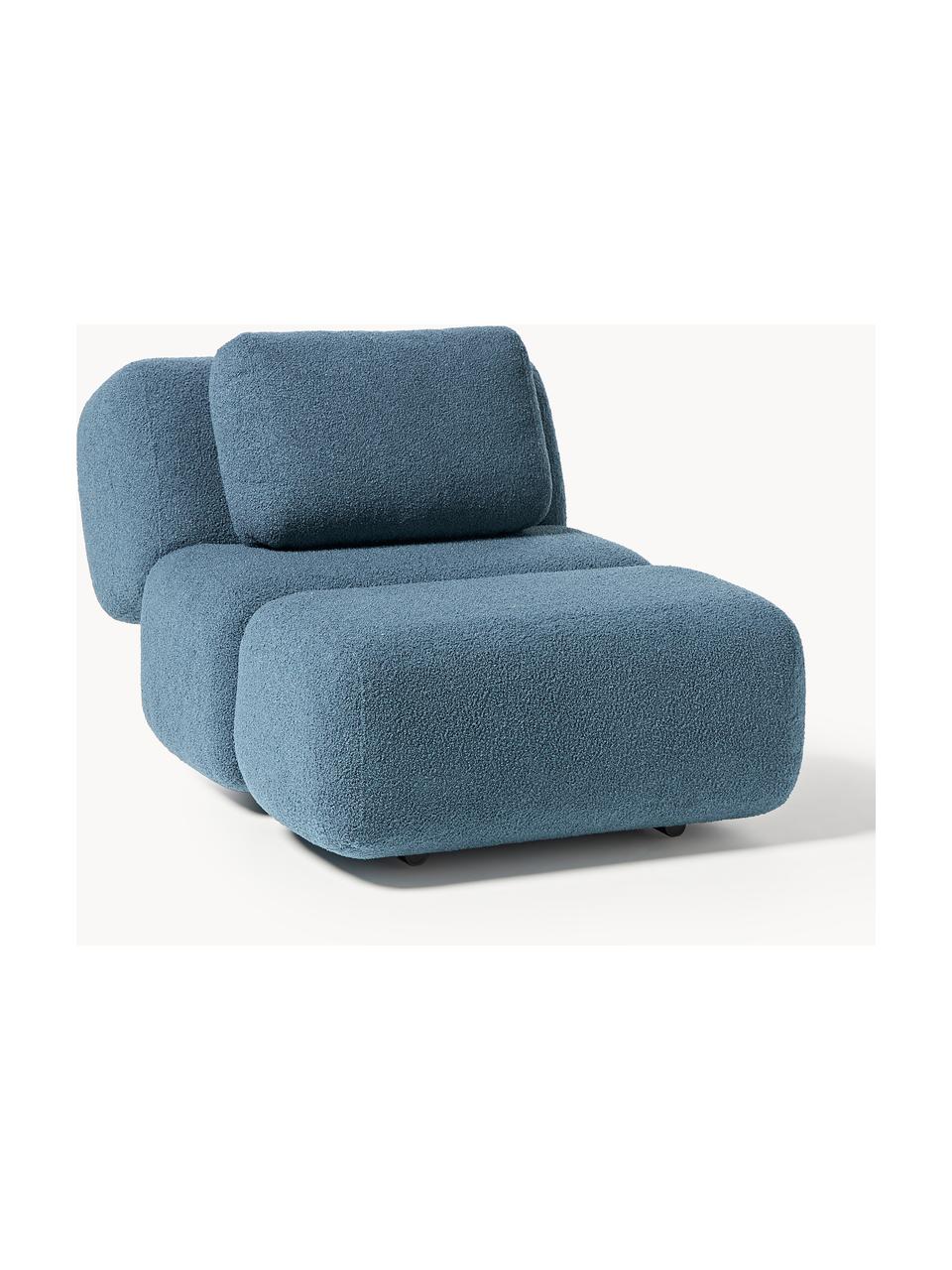 Fauteuil en bouclette Caterpillar, Peluche gris-bleu, larg. 82 x prof. 118 cm