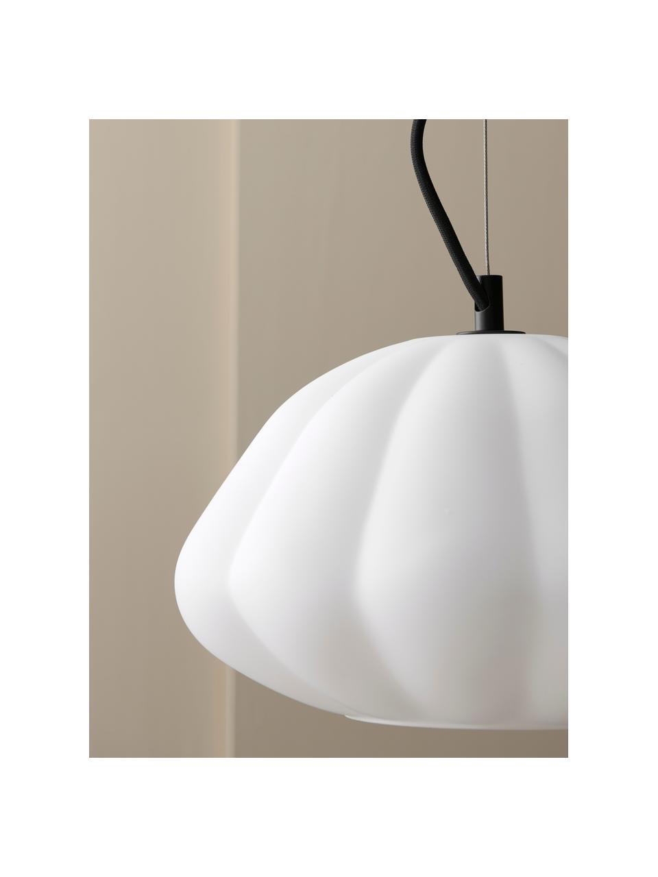 Lampada a sospensione dalla forma organica Elba, Paralume: vetro, Baldacchino: metallo rivestito, Bianco crema, Ø 32 x Alt. 17 cm