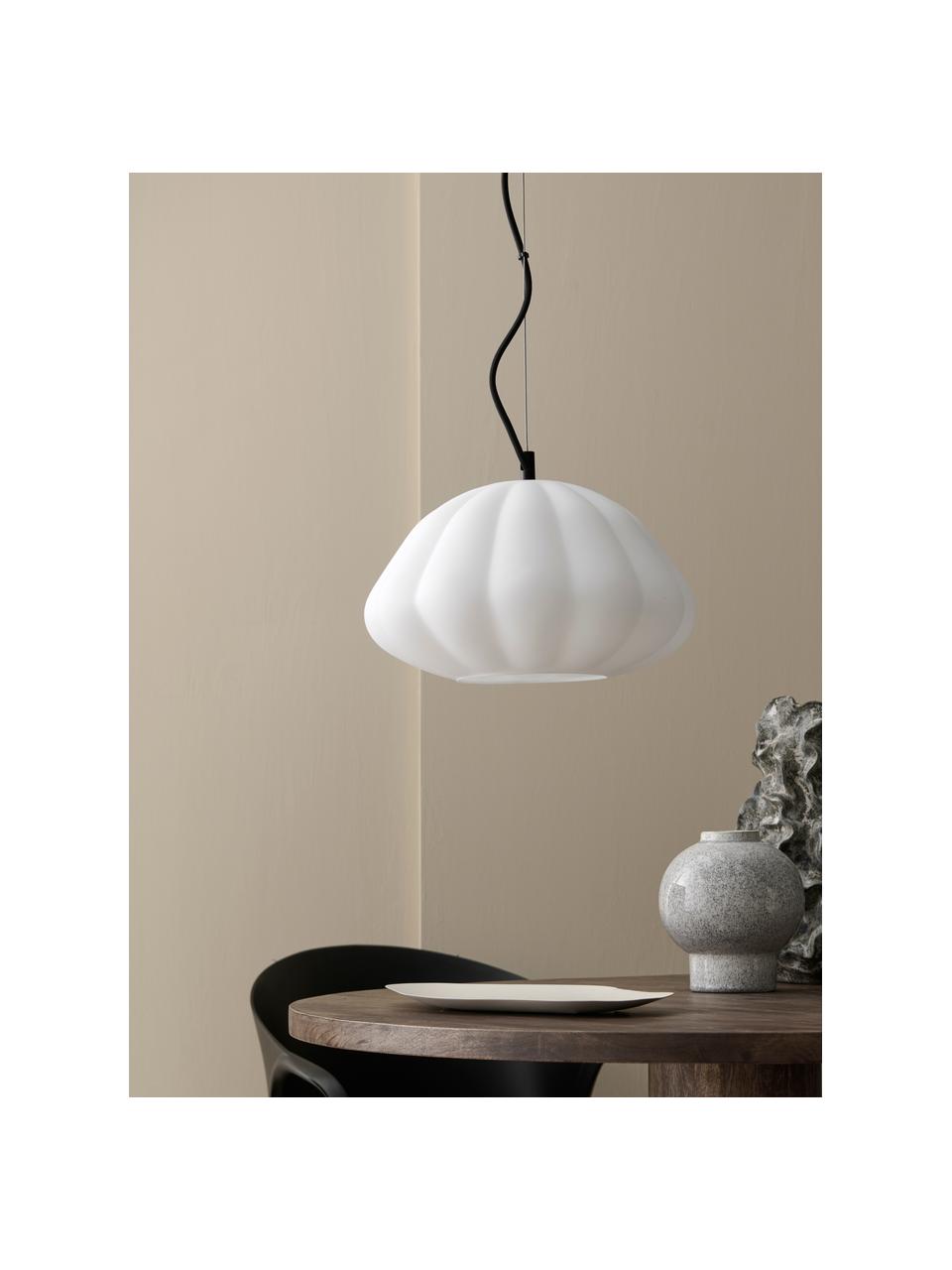 Lampada a sospensione dalla forma organica Elba, Paralume: vetro, Baldacchino: metallo rivestito, Bianco crema, Ø 32 x Alt. 17 cm