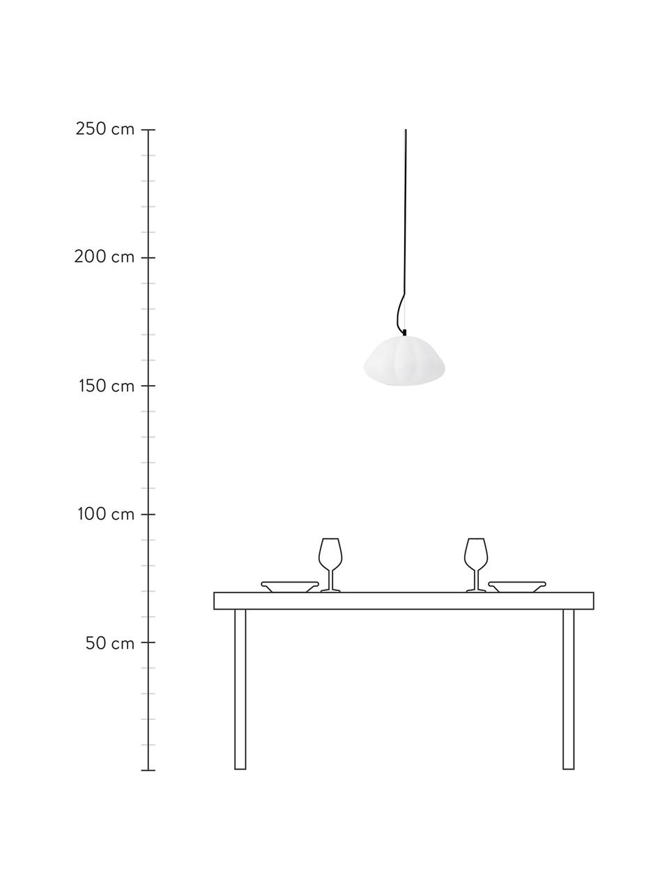 Hanglamp Elba in organisch vorm, Lampenkap: glas, Baldakijn: gecoat metaal, Crèmewit, Ø 32 x H 17 cm
