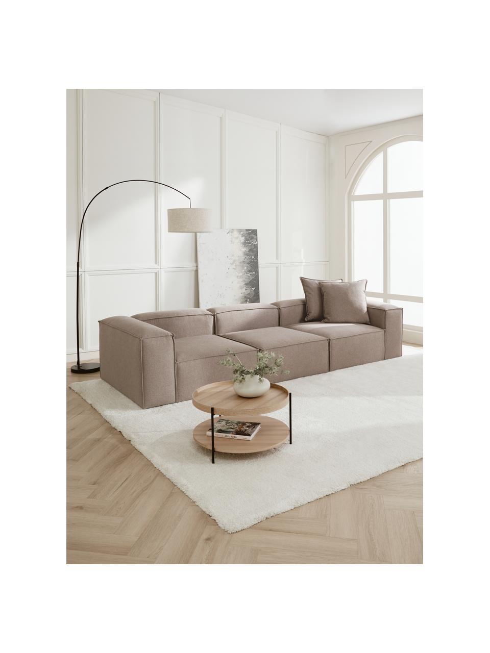 Divano componibile 4 posti Lennon, Rivestimento: 100% poliestere Con 115.0, Struttura: legno di pino massiccio, , Piedini: plastica, Tessuto marrone, Larg. 327 x Prof. 119 cm