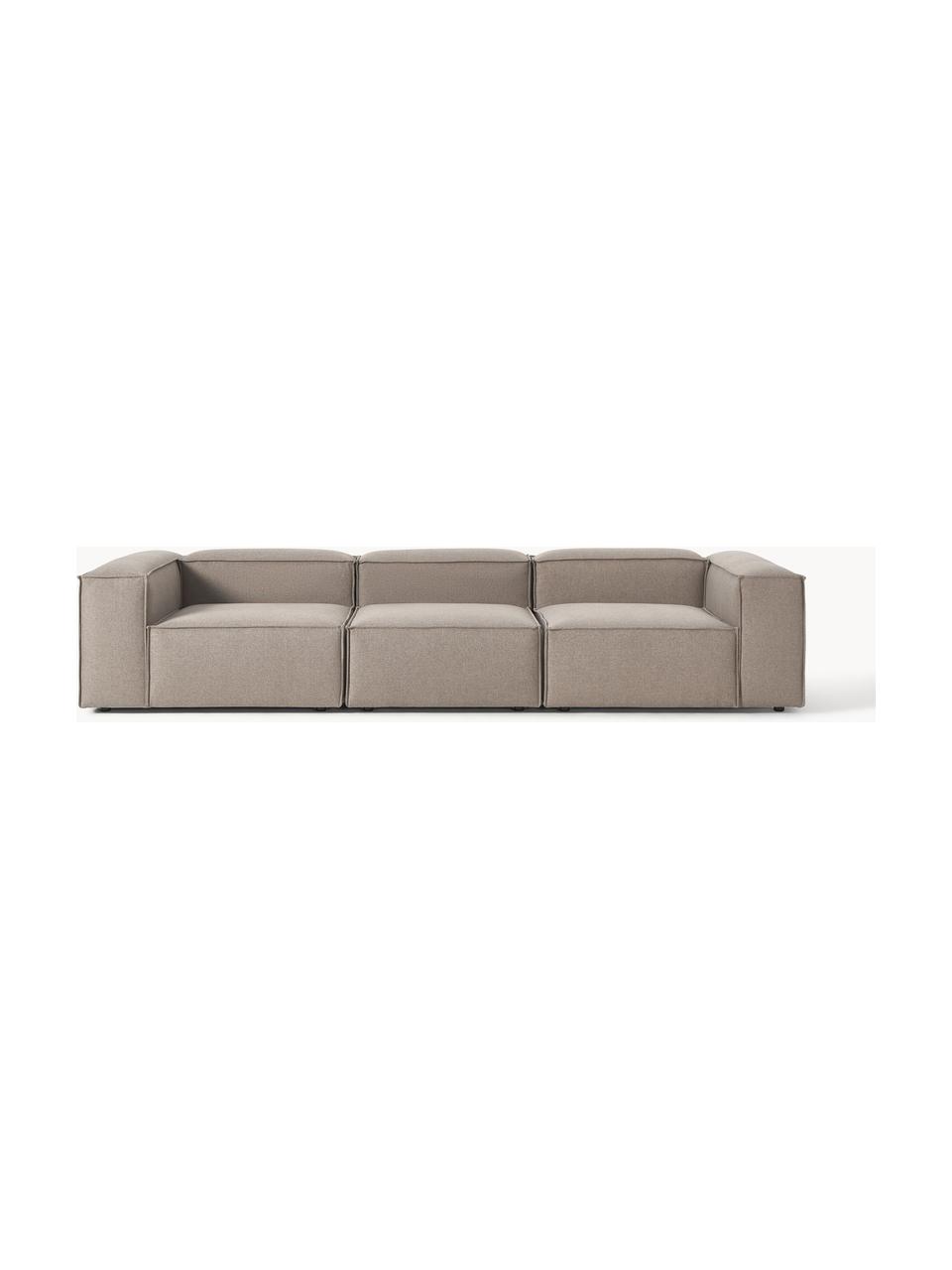 Modulares Sofa Lennon (4-Sitzer), Bezug: 100 % Polyester Der strap, Gestell: Massives Kiefernholz, Spe, Webstoff Taupe, B 327 x T 119 cm