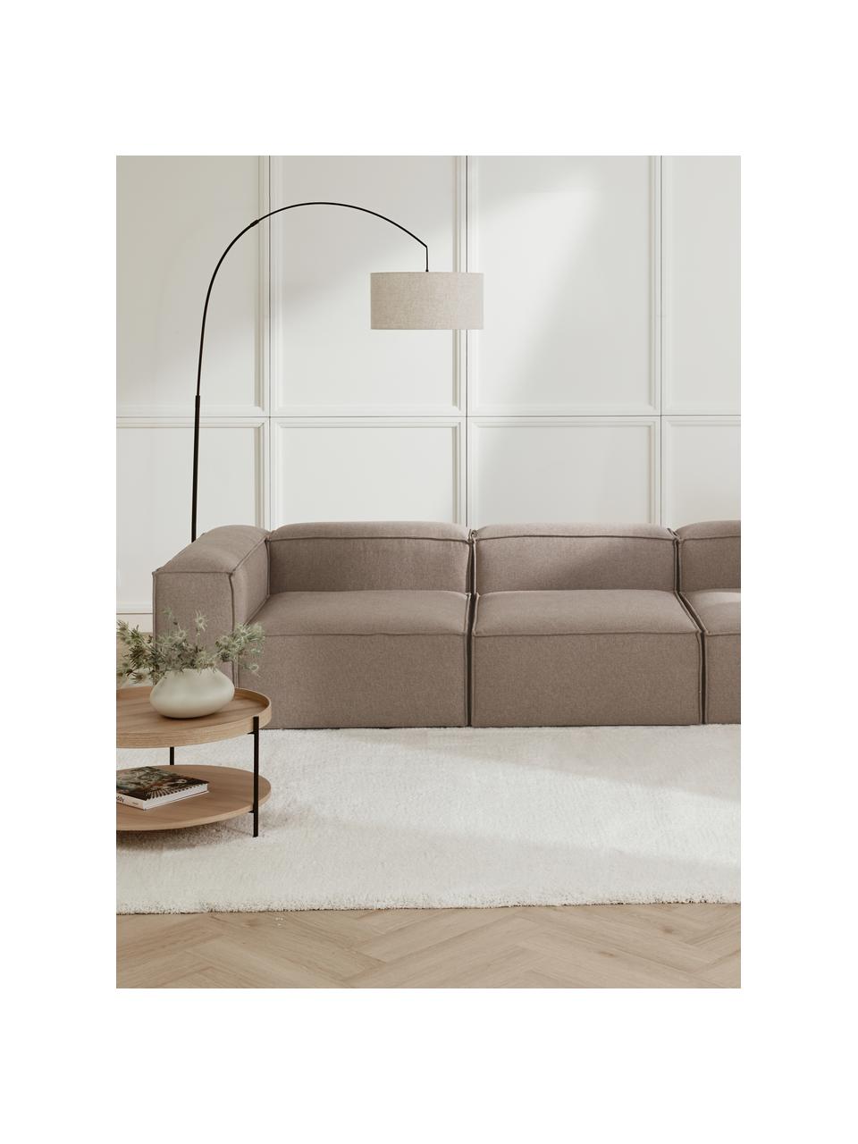 Modulares Sofa Lennon (4-Sitzer), Bezug: 100 % Polyester Der strap, Gestell: Massives Kiefernholz, Spe, Füße: Kunststoff Dieses Produkt, Webstoff Taupe, B 327 x T 119 cm