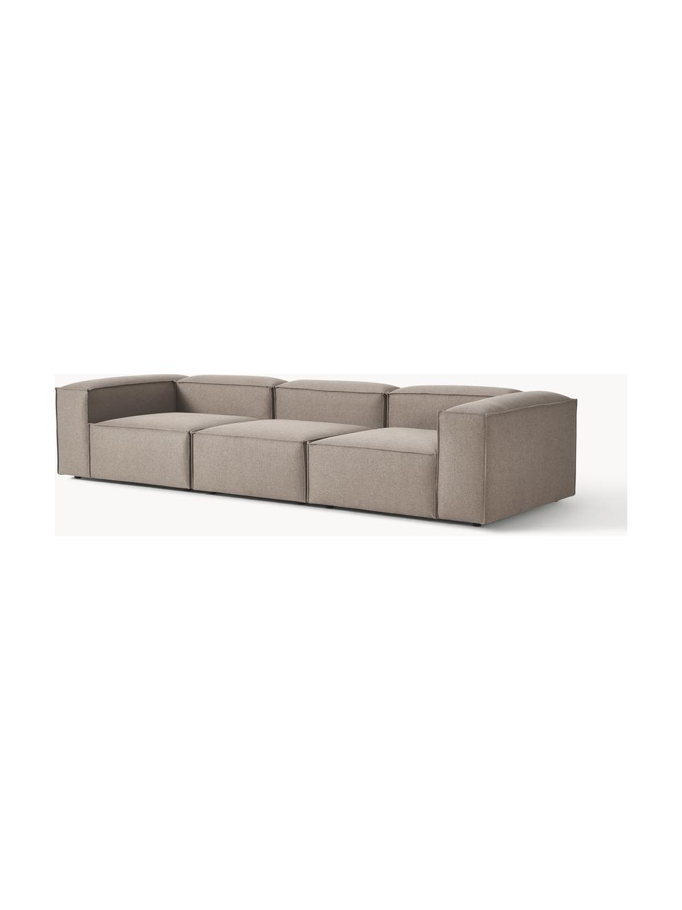 Divano componibile 4 posti Lennon, Rivestimento: 100% poliestere Con 115.0, Struttura: legno di pino massiccio, , Piedini: plastica Questo prodotto , Tessuto taupe, Larg. 327 x Prof. 119 cm